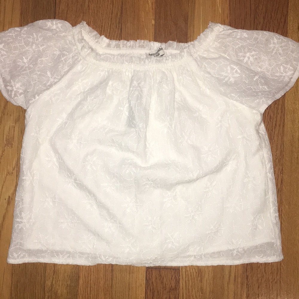 Abercrombie Kids White Lace Off The Shoulder Shirt